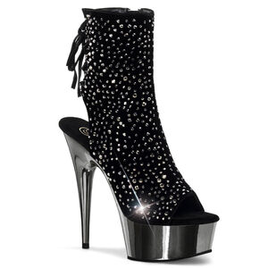 PLEASER Shoes Delight-1018RS Rhinestone Ankle Boots Black Size 8
